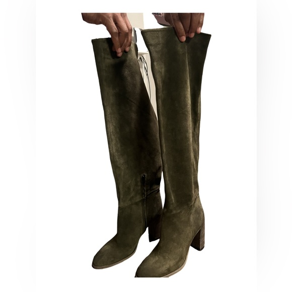 Free People Dakota Tall Boot Over The Knee Slouch Moss Green Suede EU 39 US 9 - Picture 9 of 13